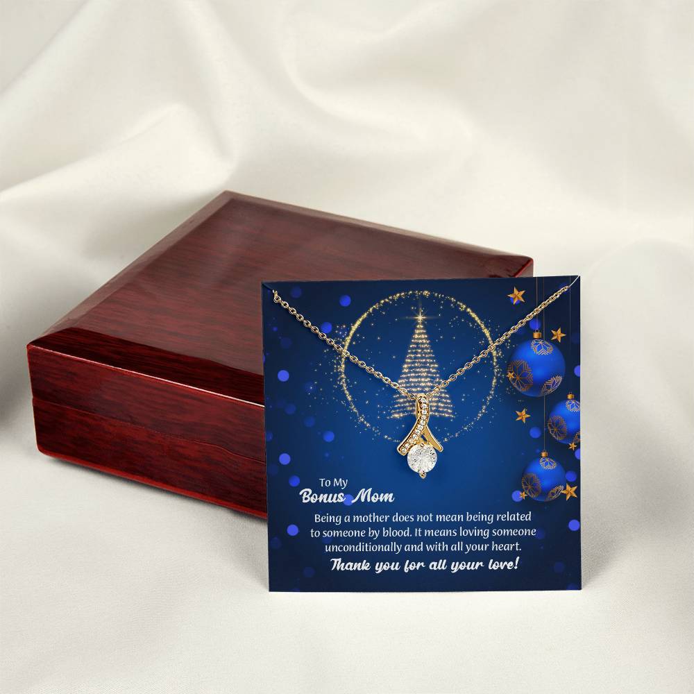 UNIDAZE To My Bonus Mom Christmas Gift Necklace, Unbiological Mom Gift, Step Mom Gift, Alluring Beauty Necklace on Message Card, Foster Mom Gift ShineOn Fulfillment C30084TG C30084TY PB23-WOOD PT-4363 TNM-1 USER-188348