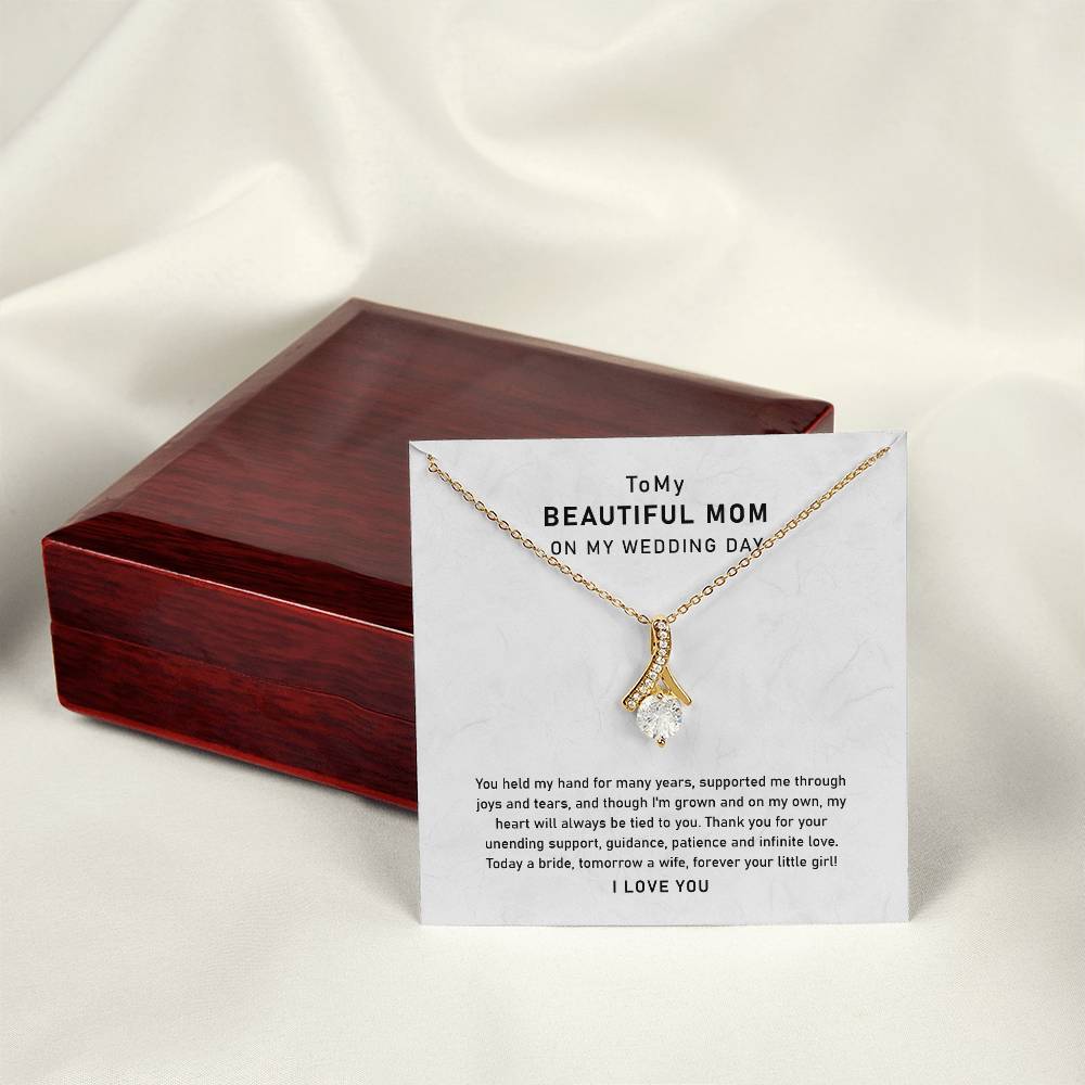 UNIDAZE To My Mom On My Wedding Day, Mother Of Bride Necklace, To My Mom Necklace, Mother Of Bride Gift, Mother Of The Bride Necklace, To My Mom ShineOn Fulfillment C30084TG C30084TY PB23-WOOD PT-4363 TNM-1 USER-188348