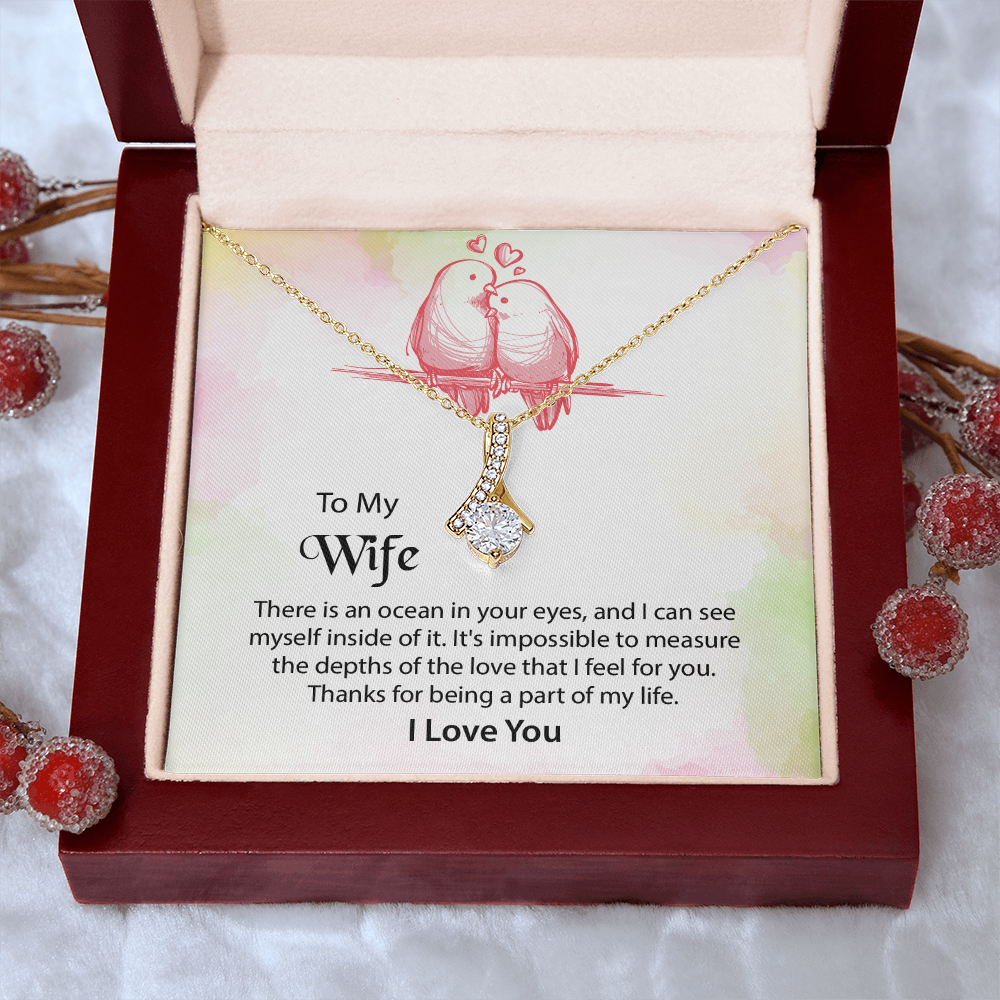 To My Wife Alluring Beauty Necklace, Message Card Jewelry, Anniversary Gift for Wife, Wife Birthday Gift, Mothers Day Gift for Wife