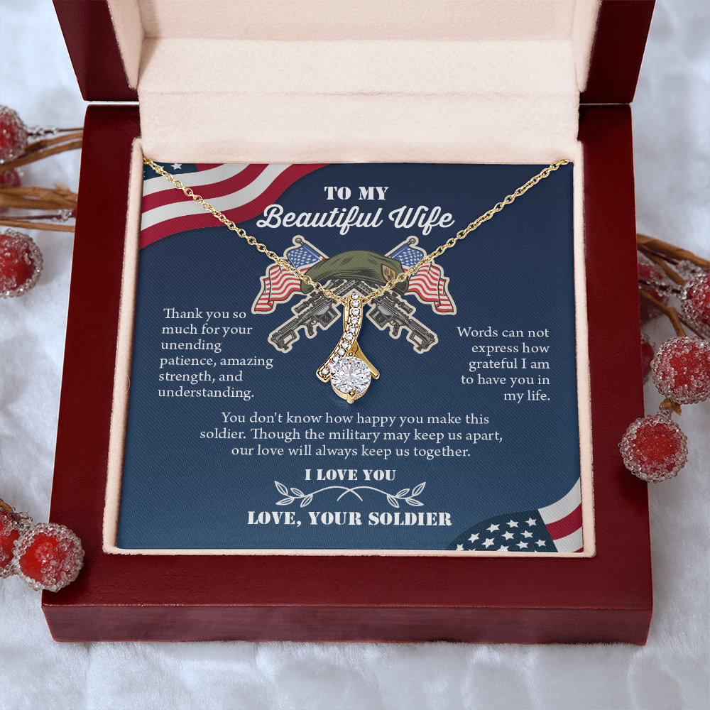 To My Wife Alluring Beautiful Necklace, Military Wife Gift, Gift from Soldier, Anniversary Gift for Army Wife