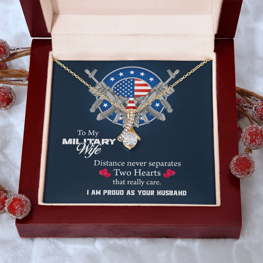 To My Wife Alluring Beauty Necklace, Military Wife Gift, Gift from Soldier, Anniversary Gift for Army Wife