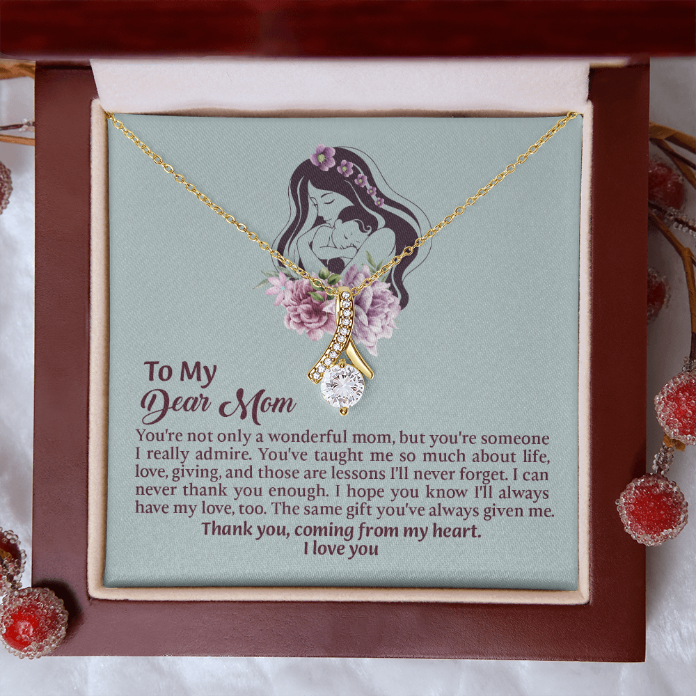 Dear Mom Alluring Beauty Necklace, Thoughtful Present from Son, Mom Necklace From daughter, Mothers Day Gift for Mom