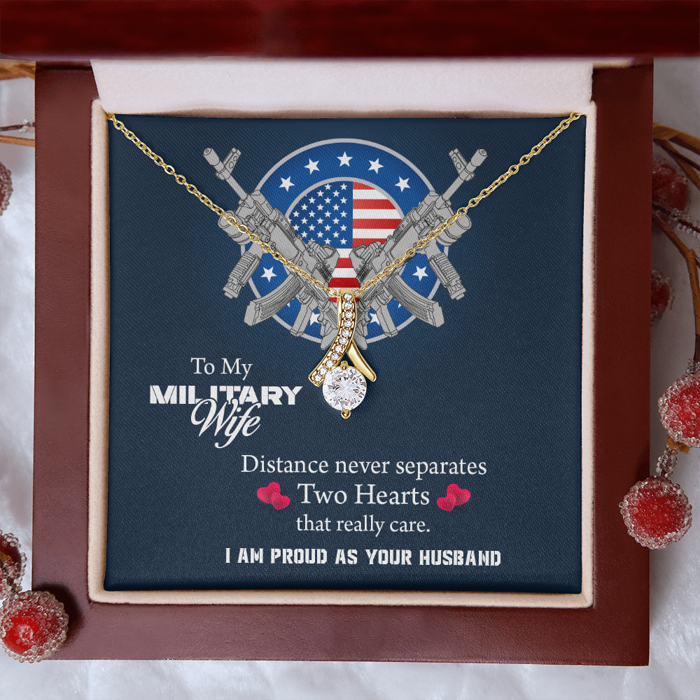 To My Wife Alluring Beauty Necklace, Military Wife Gift, Gift from Soldier, Anniversary Gift for Army Wife