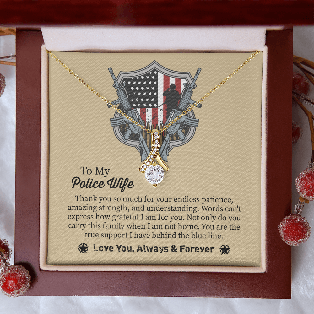 To My Police Wife Alluring Beauty Necklace, Gift for Police Officer Wife, Police Wife Anniversary Present, Husband To Wife Birthday Gifts