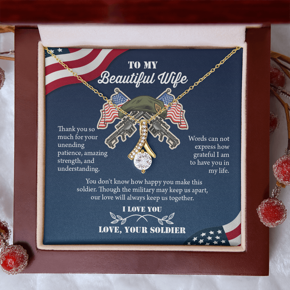 To My Wife Alluring Beautiful Necklace, Military Wife Gift, Gift from Soldier, Anniversary Gift for Army Wife