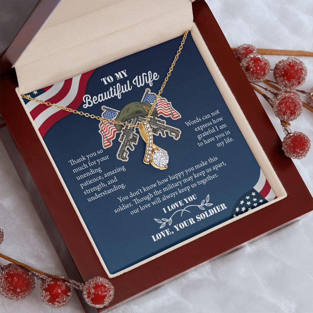 To My Wife Alluring Beautiful Necklace, Military Wife Gift, Gift from Soldier, Anniversary Gift for Army Wife