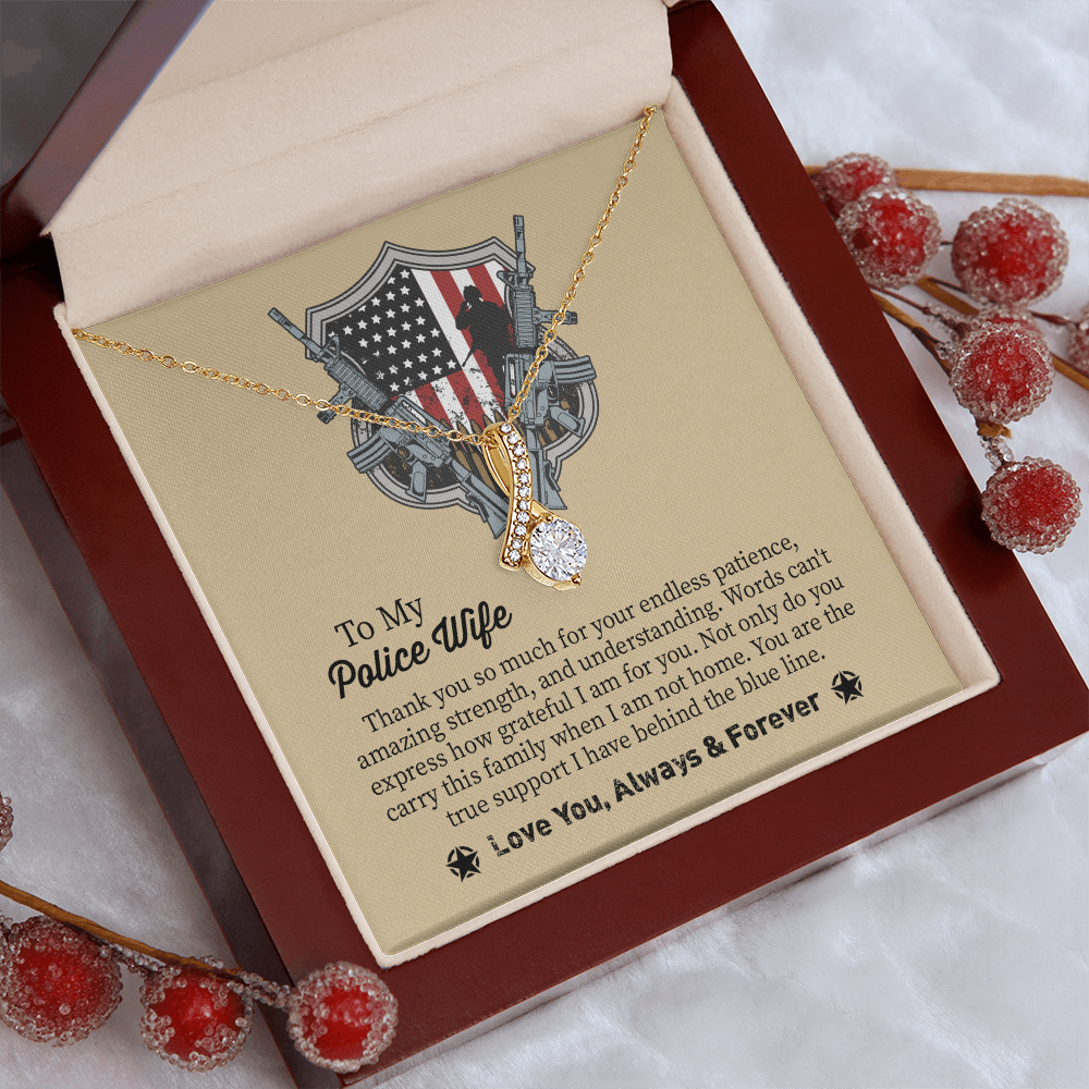 To My Police Wife Alluring Beauty Necklace, Gift for Police Officer Wife, Police Wife Anniversary Present, Husband To Wife Birthday Gifts