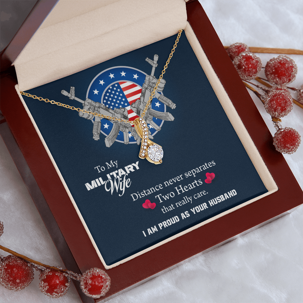 To My Wife Alluring Beauty Necklace, Military Wife Gift, Gift from Soldier, Anniversary Gift for Army Wife