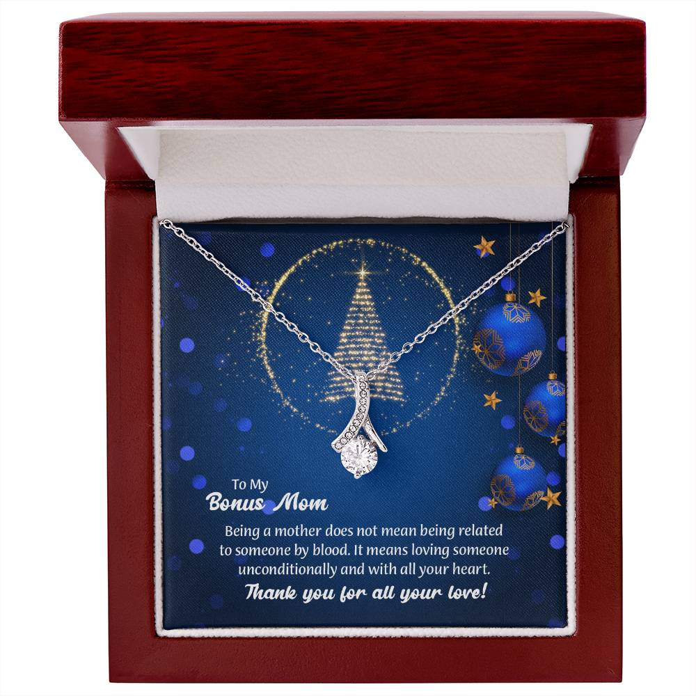 UNIDAZE To My Bonus Mom Christmas Gift Necklace, Unbiological Mom Gift, Step Mom Gift, Alluring Beauty Necklace on Message Card, Foster Mom Gift ShineOn Fulfillment C30084TG C30084TY PB23-WOOD PT-4363 TNM-1 USER-188348