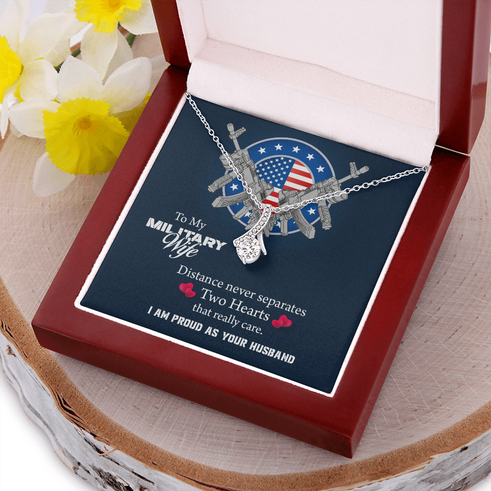 To My Wife Alluring Beauty Necklace, Military Wife Gift, Gift from Soldier, Anniversary Gift for Army Wife