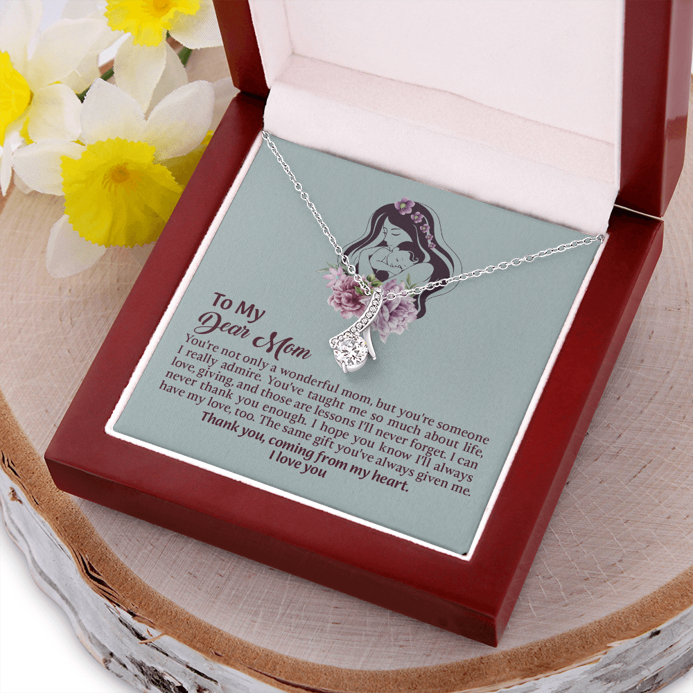 Dear Mom Alluring Beauty Necklace, Thoughtful Present from Son, Mom Necklace From daughter, Mothers Day Gift for Mom
