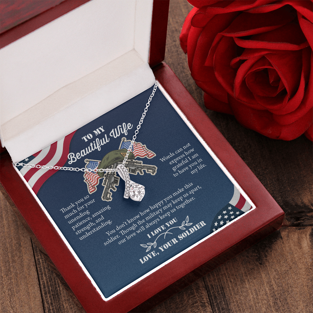 To My Wife Alluring Beautiful Necklace, Military Wife Gift, Gift from Soldier, Anniversary Gift for Army Wife