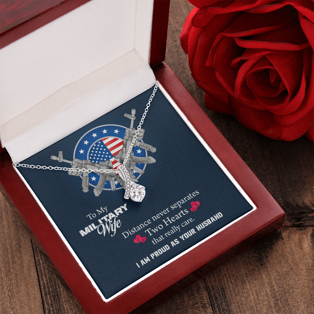 To My Wife Alluring Beauty Necklace, Military Wife Gift, Gift from Soldier, Anniversary Gift for Army Wife