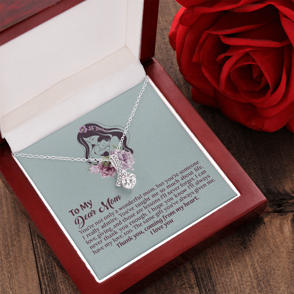 Dear Mom Alluring Beauty Necklace, Thoughtful Present from Son, Mom Necklace From daughter, Mothers Day Gift for Mom