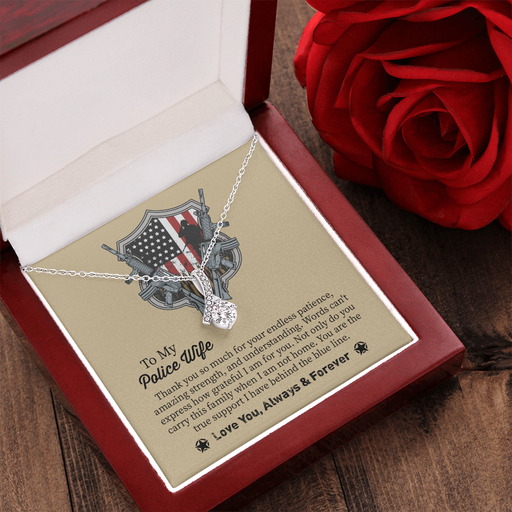 To My Police Wife Alluring Beauty Necklace, Gift for Police Officer Wife, Police Wife Anniversary Present, Husband To Wife Birthday Gifts