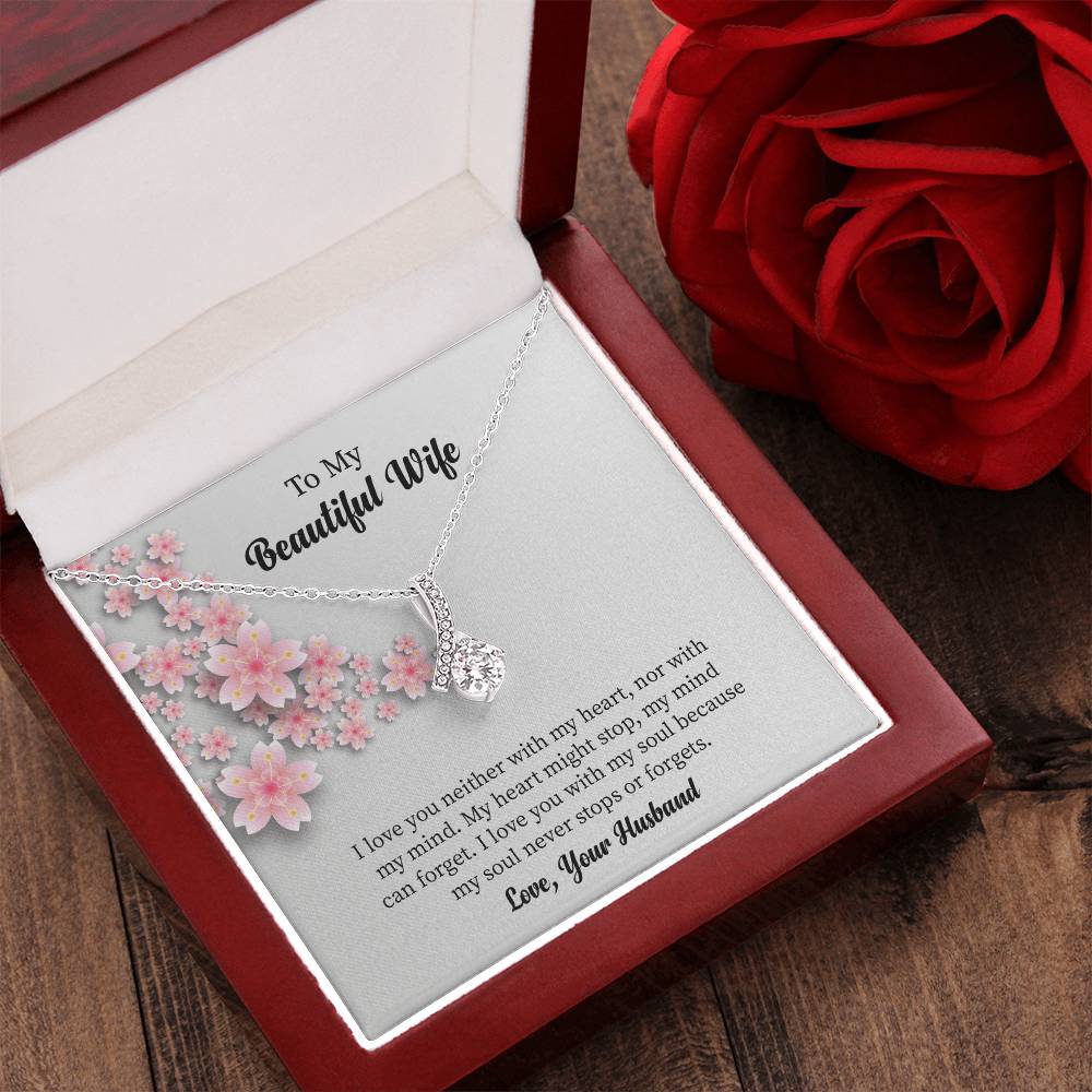 To My Beautiful Wife Alluring Beauty Necklace, Romantic Anniversary Gift for Wife, Wife Birthday Gift, Necklace for Wife