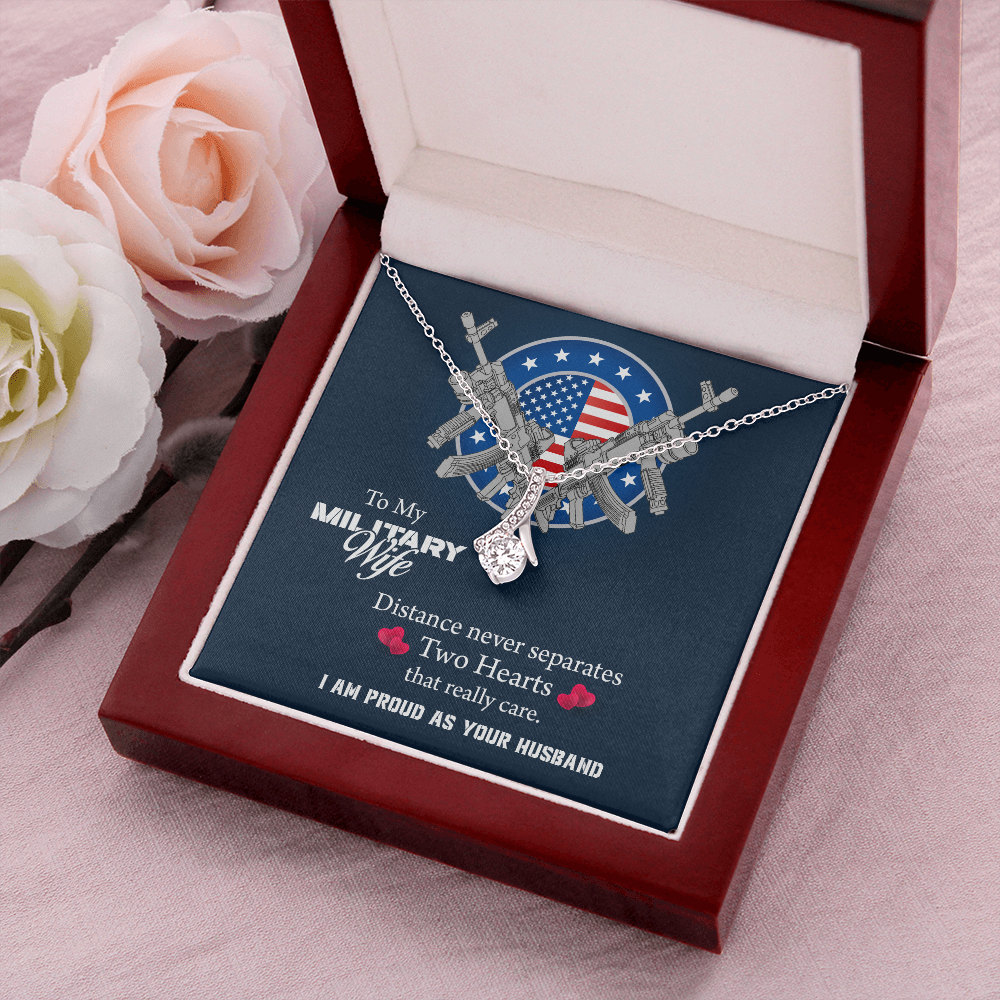 To My Wife Alluring Beauty Necklace, Military Wife Gift, Gift from Soldier, Anniversary Gift for Army Wife