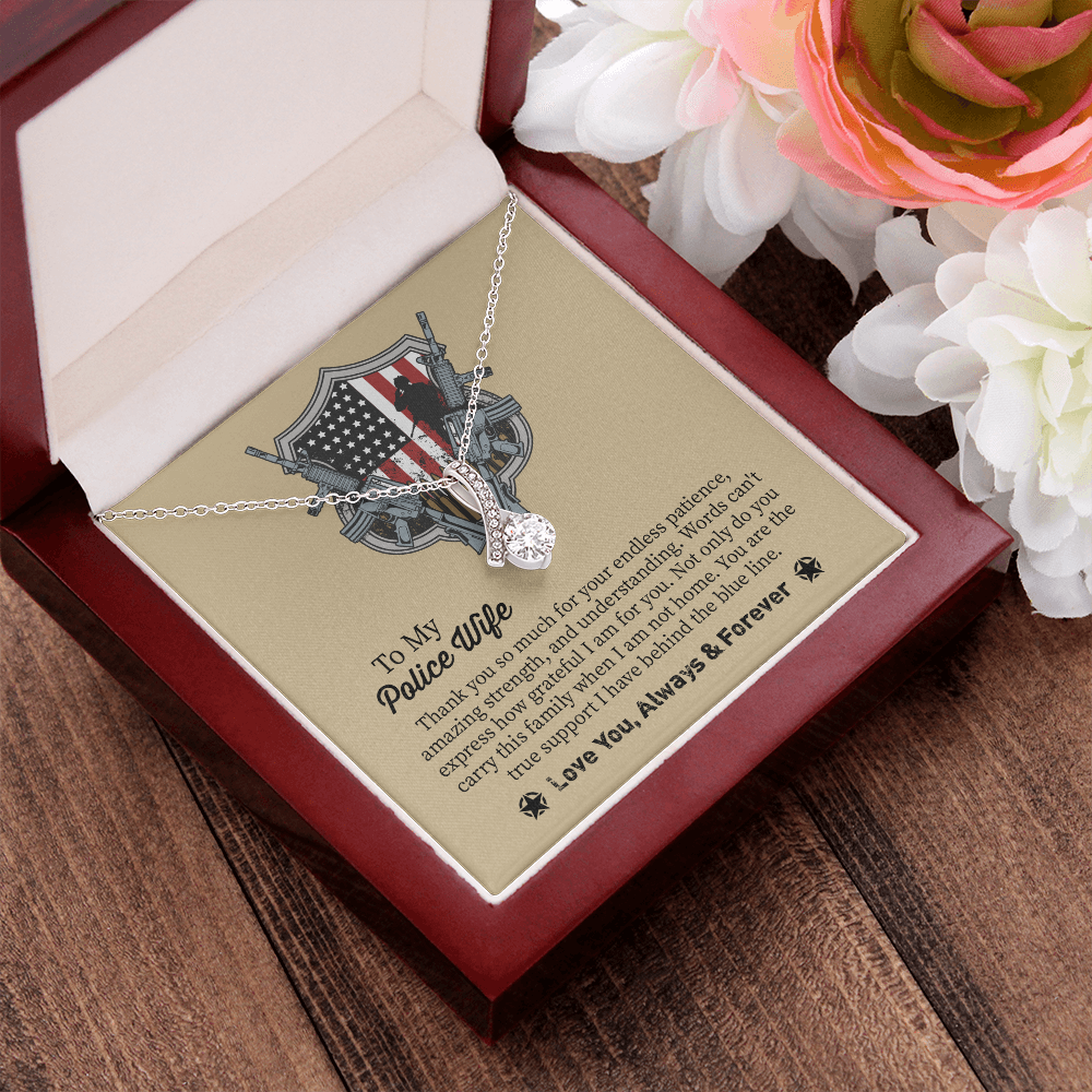 To My Police Wife Alluring Beauty Necklace, Gift for Police Officer Wife, Police Wife Anniversary Present, Husband To Wife Birthday Gifts