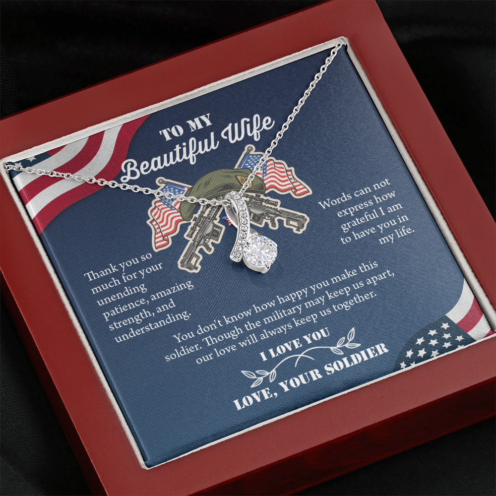 To My Wife Alluring Beautiful Necklace, Military Wife Gift, Gift from Soldier, Anniversary Gift for Army Wife