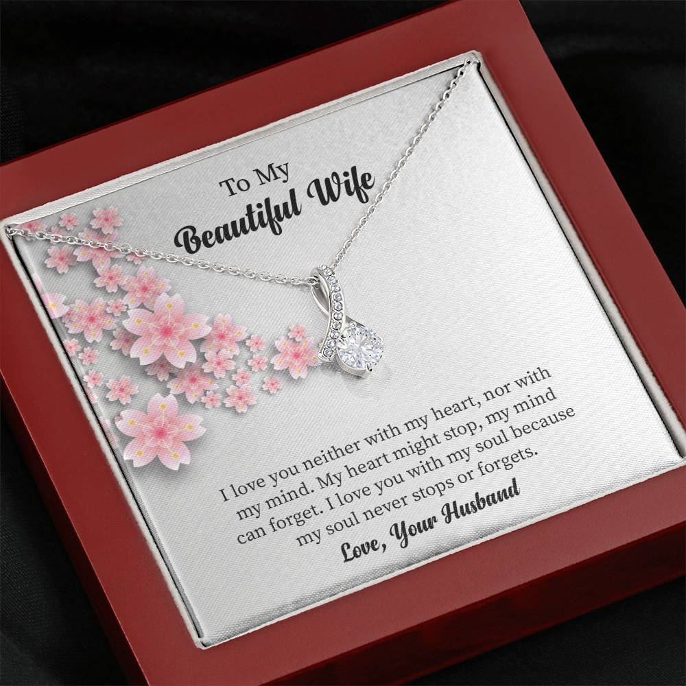 To My Beautiful Wife Alluring Beauty Necklace, Romantic Anniversary Gift for Wife, Wife Birthday Gift, Necklace for Wife