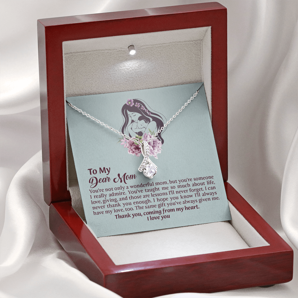 Dear Mom Alluring Beauty Necklace, Thoughtful Present from Son, Mom Necklace From daughter, Mothers Day Gift for Mom
