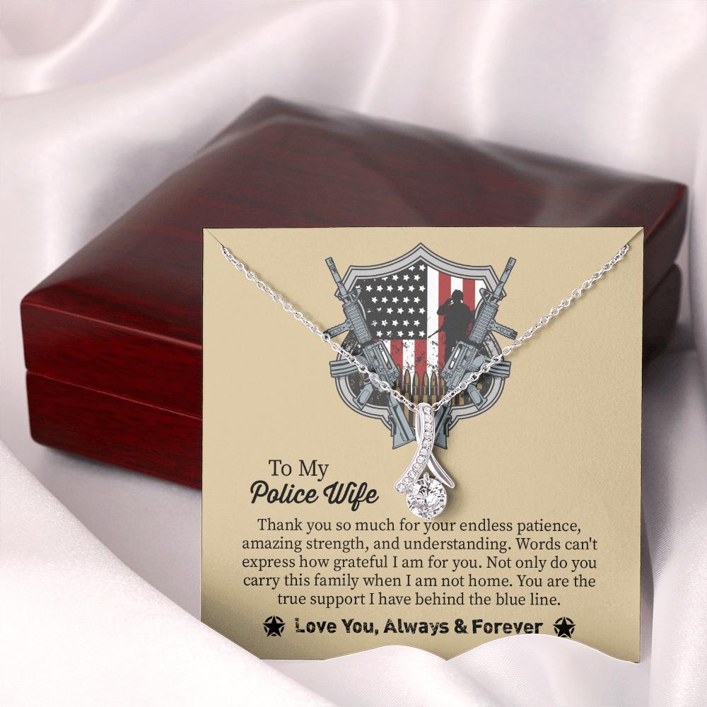 To My Police Wife Alluring Beauty Necklace, Gift for Police Officer Wife, Police Wife Anniversary Present, Husband To Wife Birthday Gifts