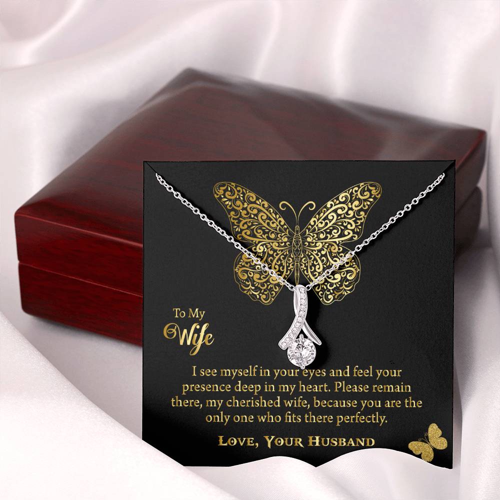 To My Beautiful Wife Alluring Beauty Necklace, Romantic Anniversary Gift for Wife, Wife Birthday Gift, Necklace for Wife