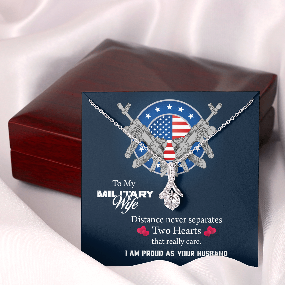 To My Wife Alluring Beauty Necklace, Military Wife Gift, Gift from Soldier, Anniversary Gift for Army Wife