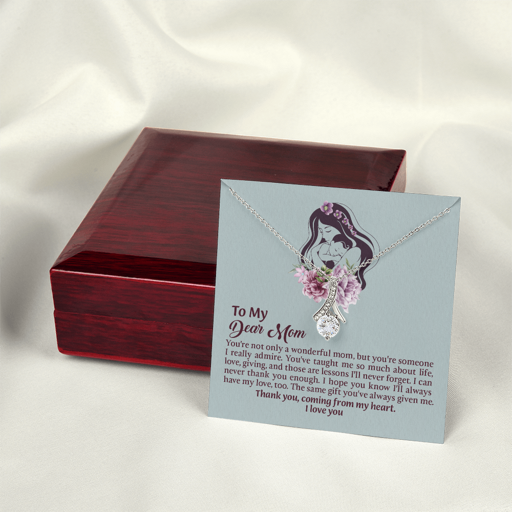 Dear Mom Alluring Beauty Necklace, Thoughtful Present from Son, Mom Necklace From daughter, Mothers Day Gift for Mom