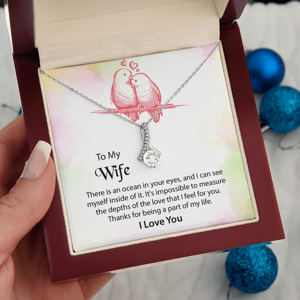 To My Wife Alluring Beauty Necklace, Message Card Jewelry, Anniversary Gift for Wife, Wife Birthday Gift, Mothers Day Gift for Wife