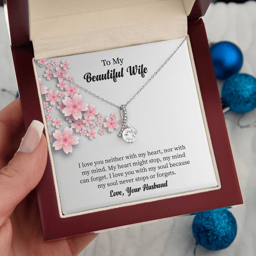 To My Beautiful Wife Alluring Beauty Necklace, Romantic Anniversary Gift for Wife, Wife Birthday Gift, Necklace for Wife