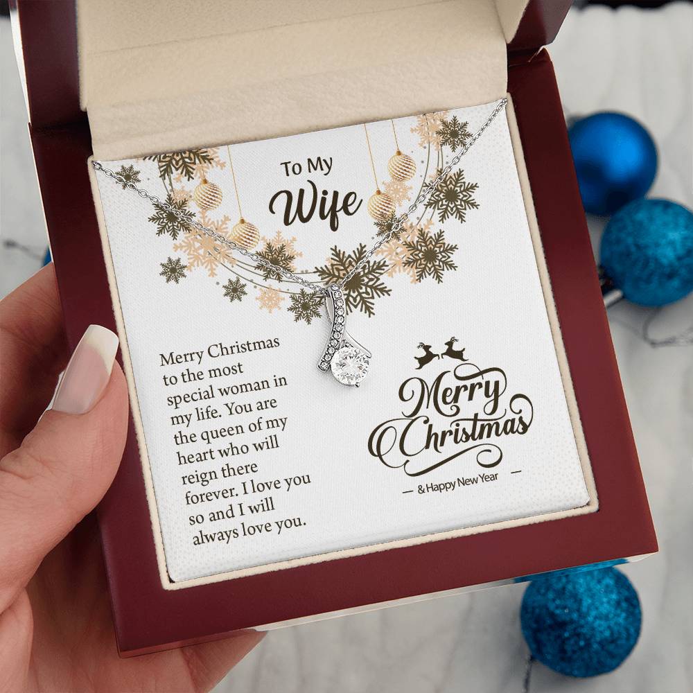 UNIDAZE Merry Christmas Gift From Him, Wife Necklace With Message Card, Thoughtful Xmas Gift For Wife ShineOn Fulfillment C30084TG C30084TY PB23-WOOD PT-4363 TNM-1 USER-188348