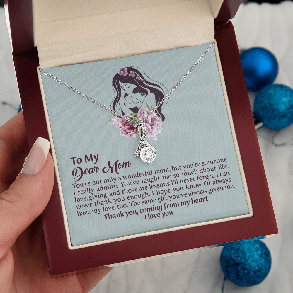 Dear Mom Alluring Beauty Necklace, Thoughtful Present from Son, Mom Necklace From daughter, Mothers Day Gift for Mom