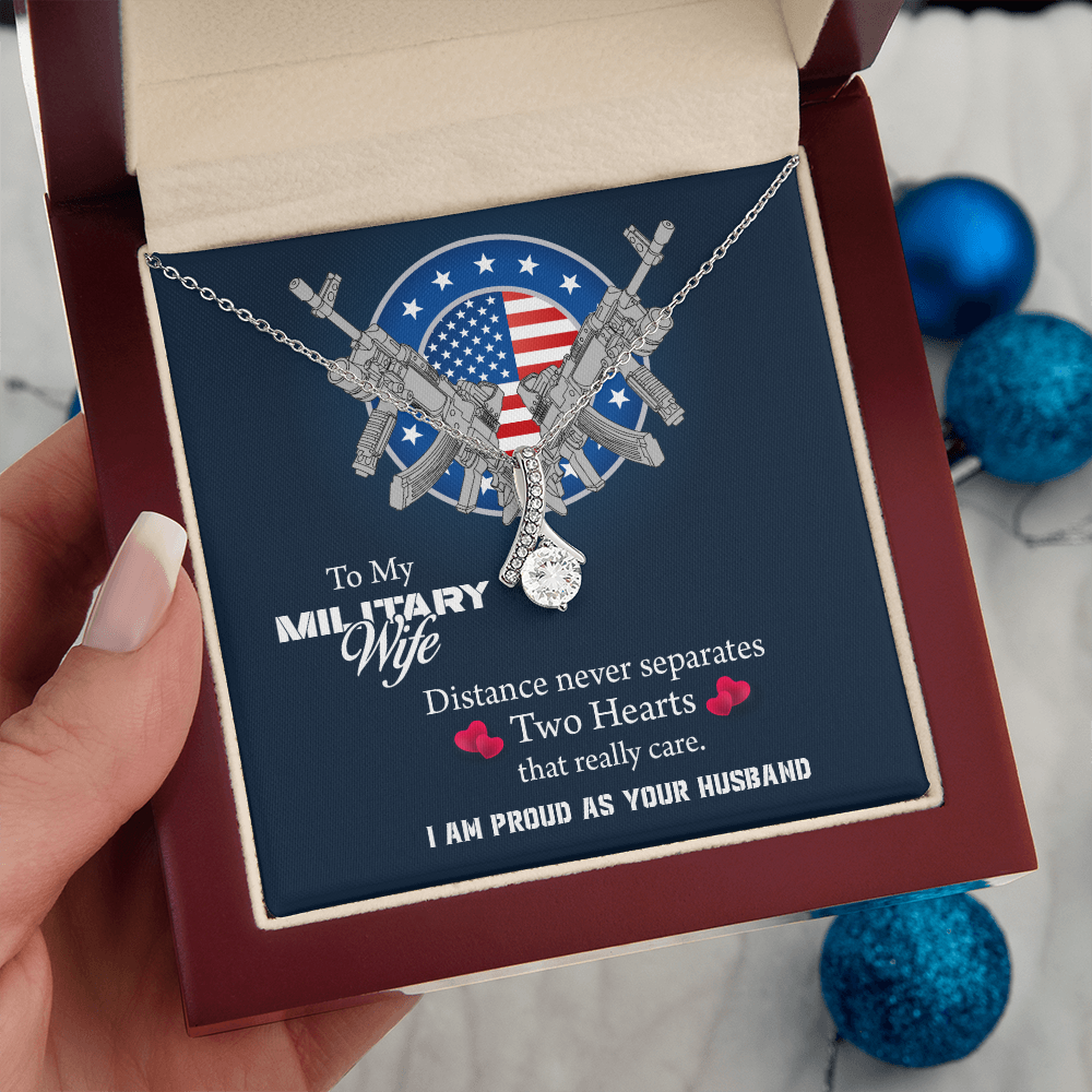 To My Wife Alluring Beauty Necklace, Military Wife Gift, Gift from Soldier, Anniversary Gift for Army Wife