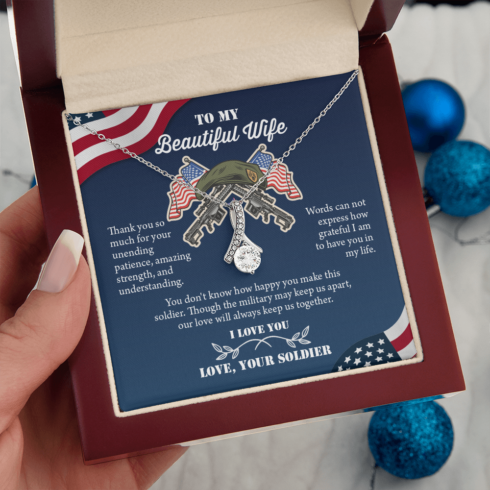 To My Wife Alluring Beautiful Necklace, Military Wife Gift, Gift from Soldier, Anniversary Gift for Army Wife