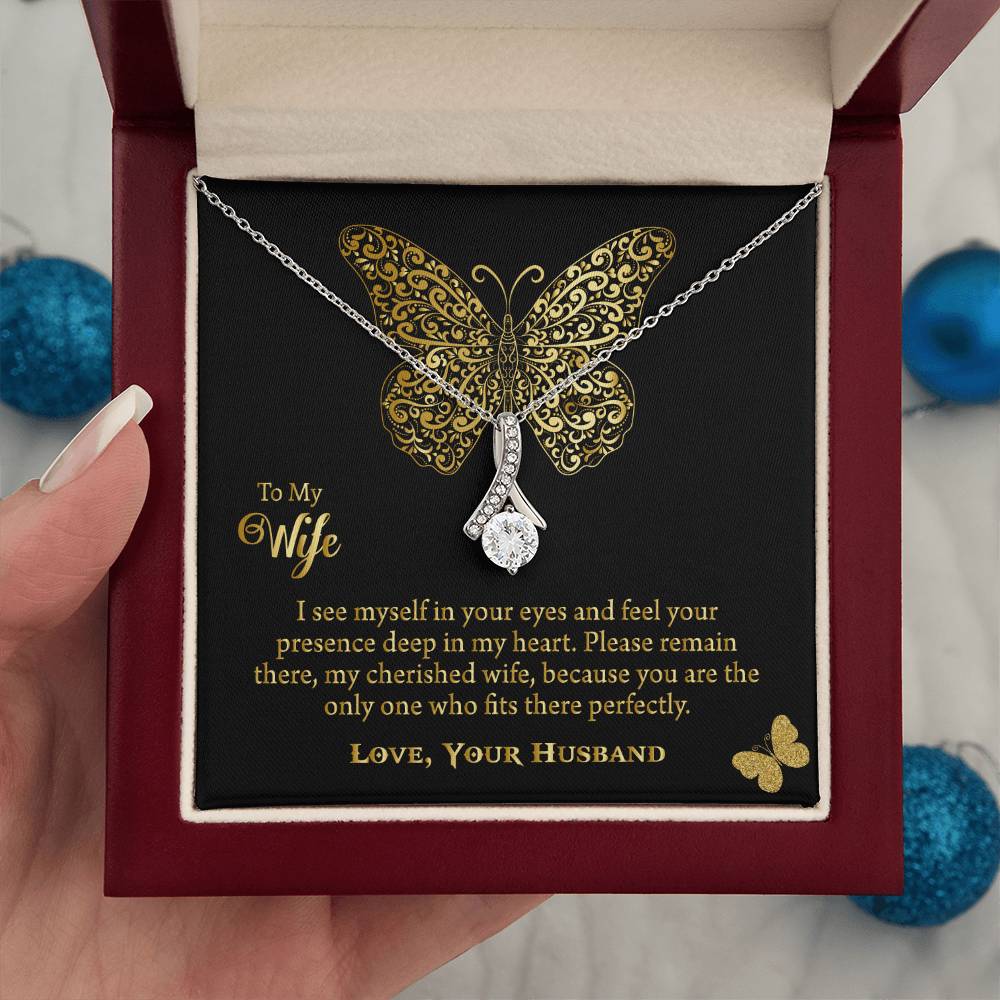 To My Beautiful Wife Alluring Beauty Necklace, Romantic Anniversary Gift for Wife, Wife Birthday Gift, Necklace for Wife