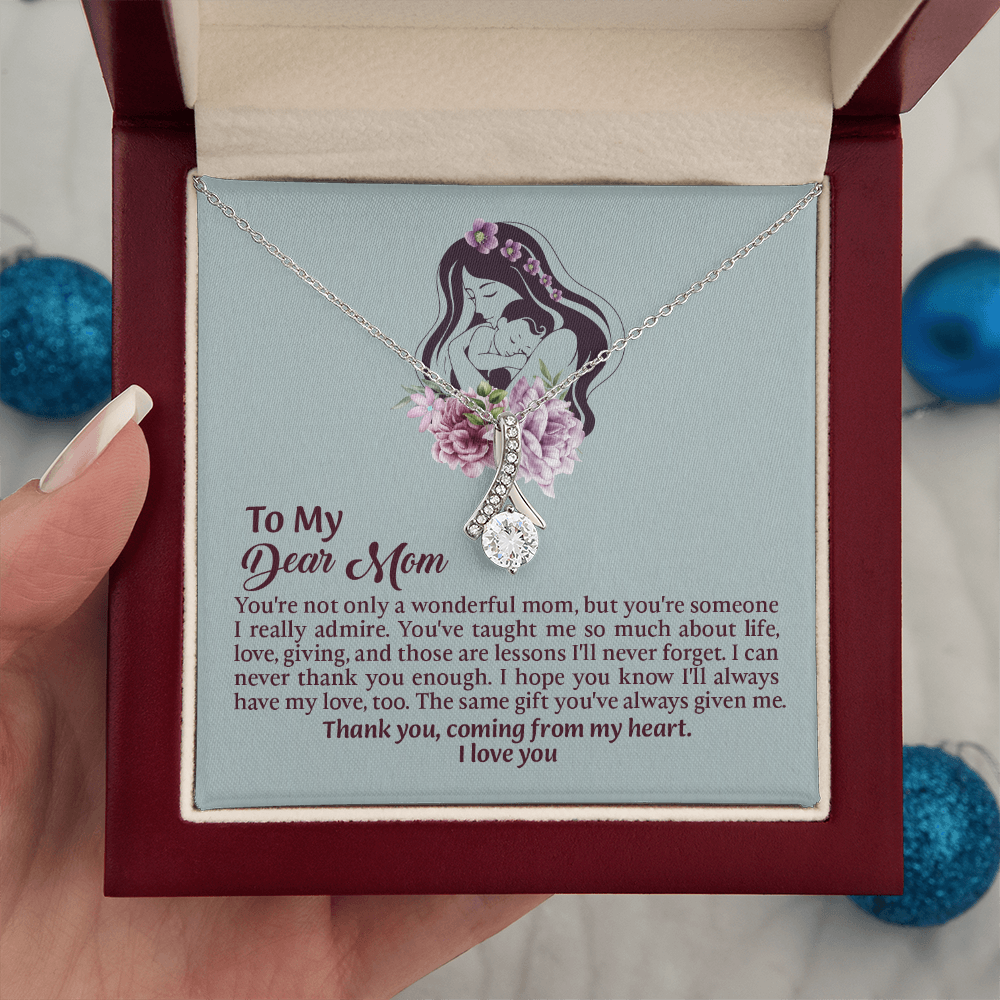 Dear Mom Alluring Beauty Necklace, Thoughtful Present from Son, Mom Necklace From daughter, Mothers Day Gift for Mom