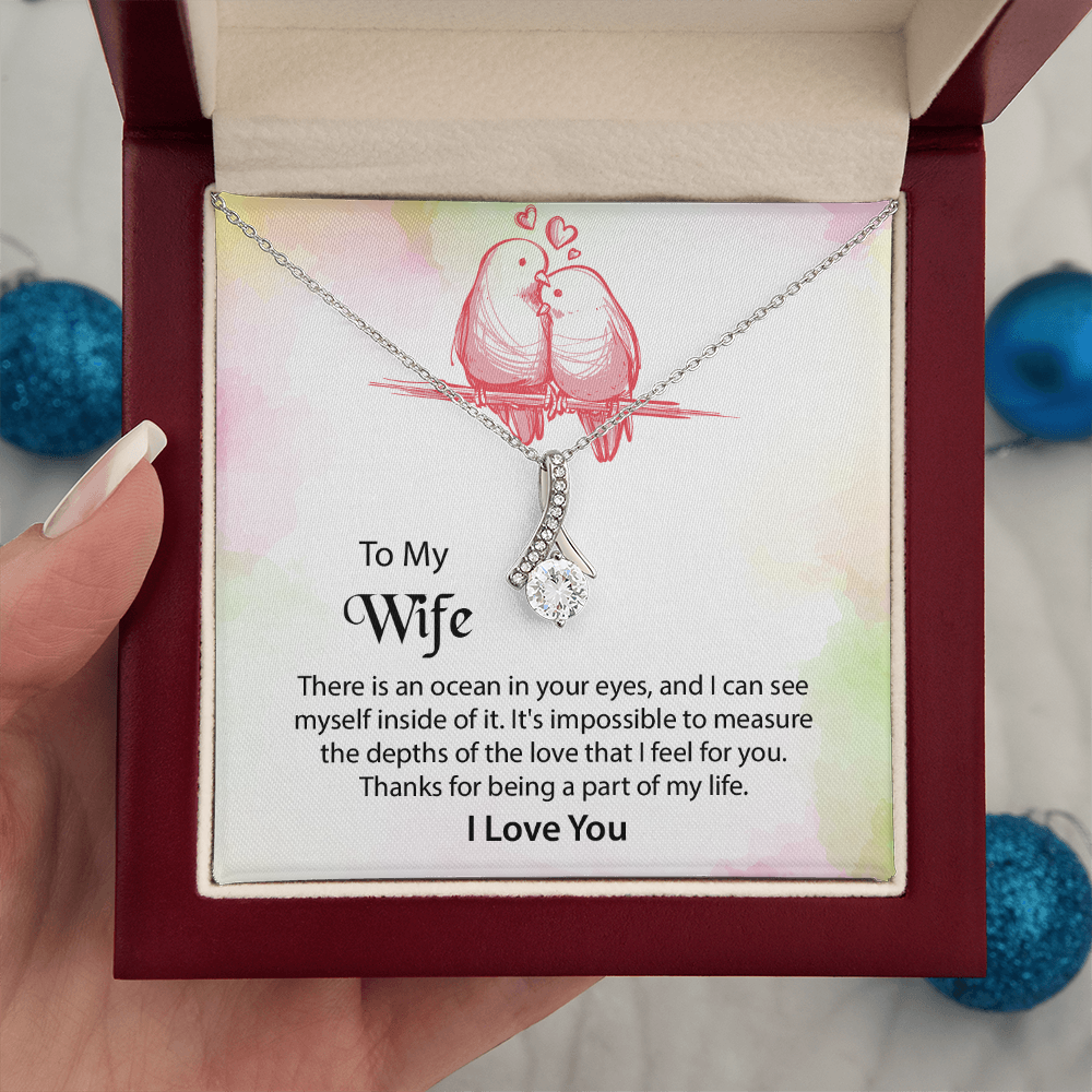 To My Wife Alluring Beauty Necklace, Message Card Jewelry, Anniversary Gift for Wife, Wife Birthday Gift, Mothers Day Gift for Wife