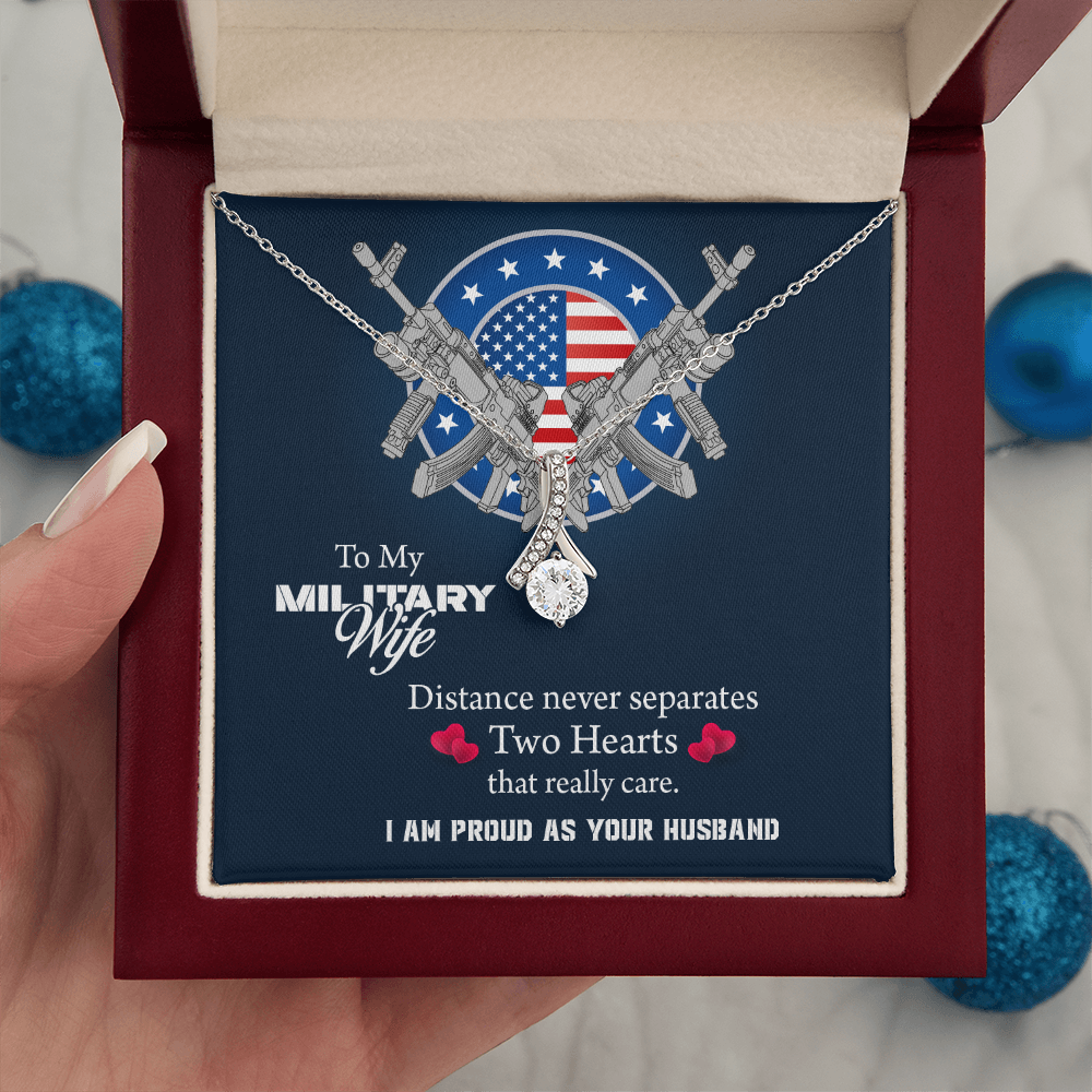 To My Wife Alluring Beauty Necklace, Military Wife Gift, Gift from Soldier, Anniversary Gift for Army Wife