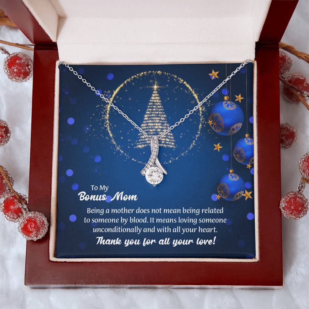 UNIDAZE To My Bonus Mom Christmas Gift Necklace, Unbiological Mom Gift, Step Mom Gift, Alluring Beauty Necklace on Message Card, Foster Mom Gift ShineOn Fulfillment C30084TG C30084TY PB23-WOOD PT-4363 TNM-1 USER-188348