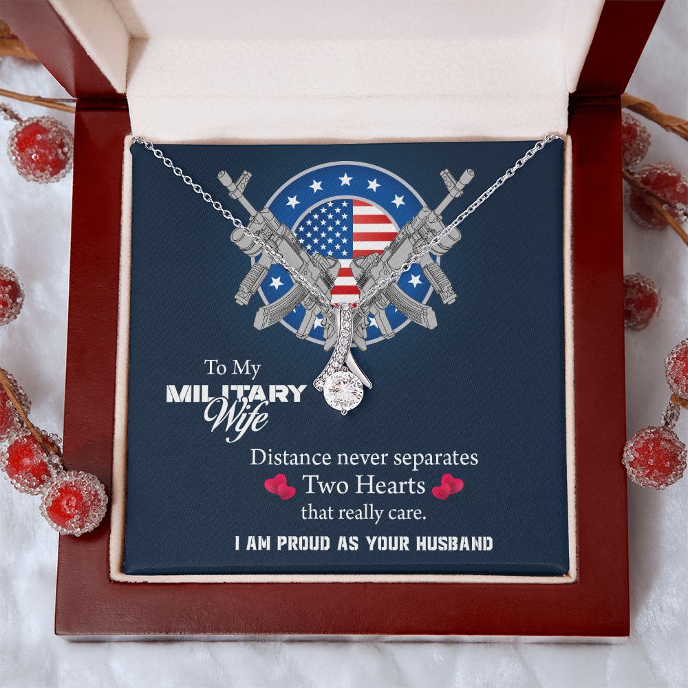 To My Wife Alluring Beauty Necklace, Military Wife Gift, Gift from Soldier, Anniversary Gift for Army Wife