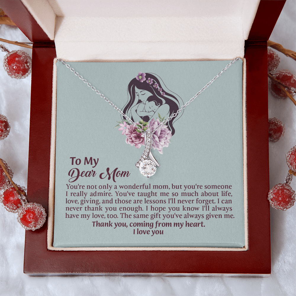 Dear Mom Alluring Beauty Necklace, Thoughtful Present from Son, Mom Necklace From daughter, Mothers Day Gift for Mom
