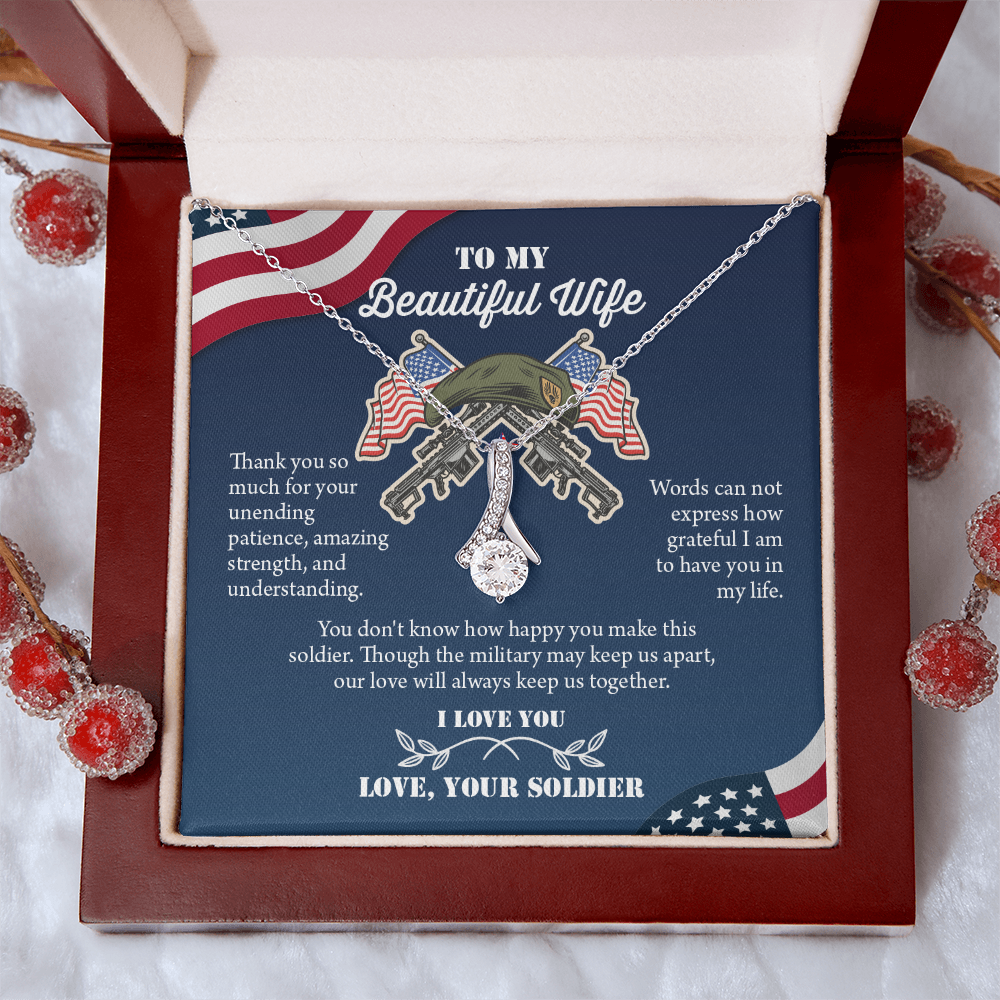 To My Wife Alluring Beautiful Necklace, Military Wife Gift, Gift from Soldier, Anniversary Gift for Army Wife