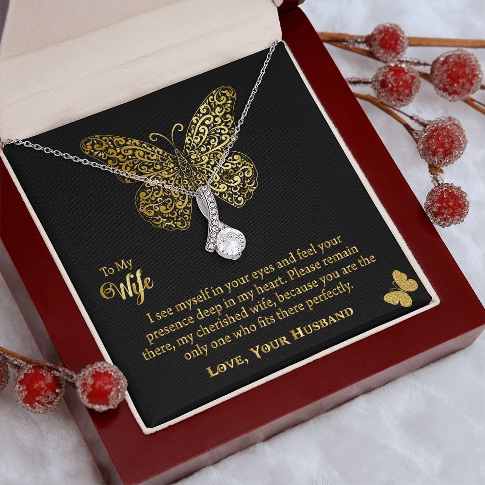 To My Beautiful Wife Alluring Beauty Necklace, Romantic Anniversary Gift for Wife, Wife Birthday Gift, Necklace for Wife