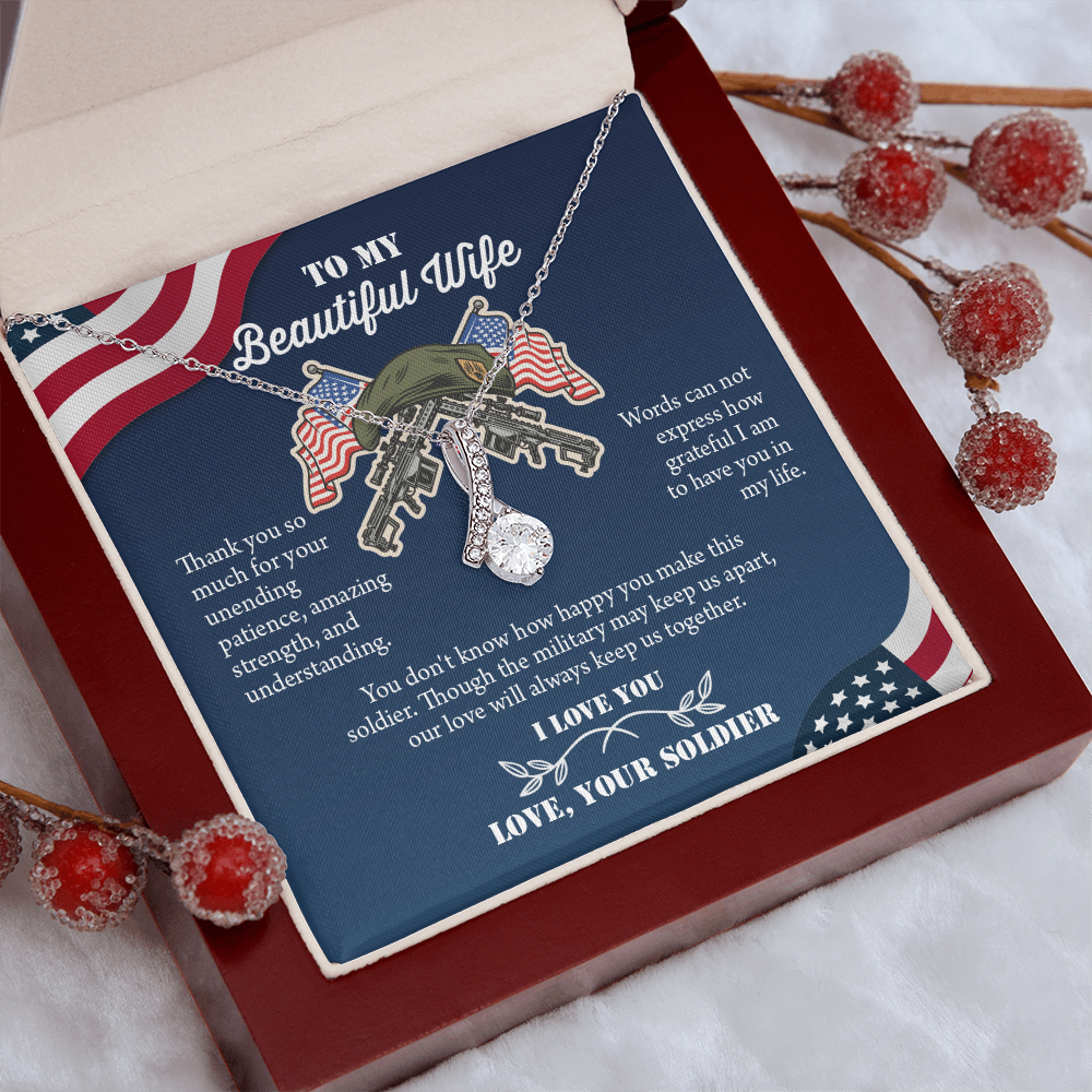 To My Wife Alluring Beautiful Necklace, Military Wife Gift, Gift from Soldier, Anniversary Gift for Army Wife