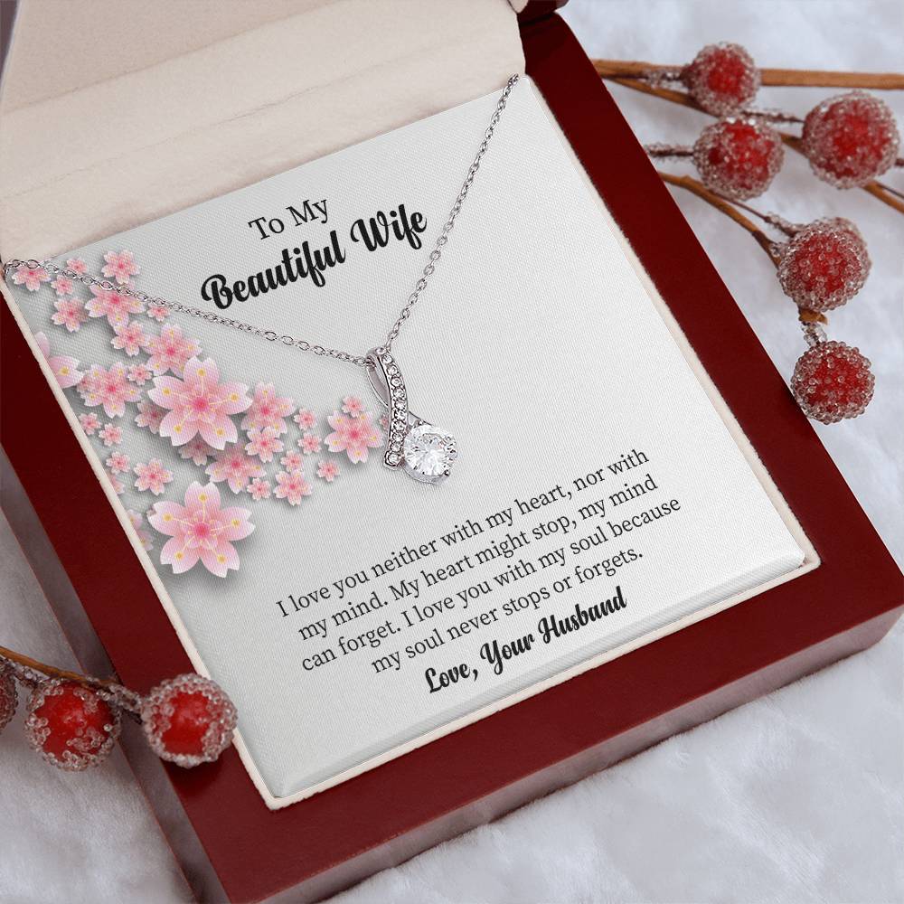 To My Beautiful Wife Alluring Beauty Necklace, Romantic Anniversary Gift for Wife, Wife Birthday Gift, Necklace for Wife