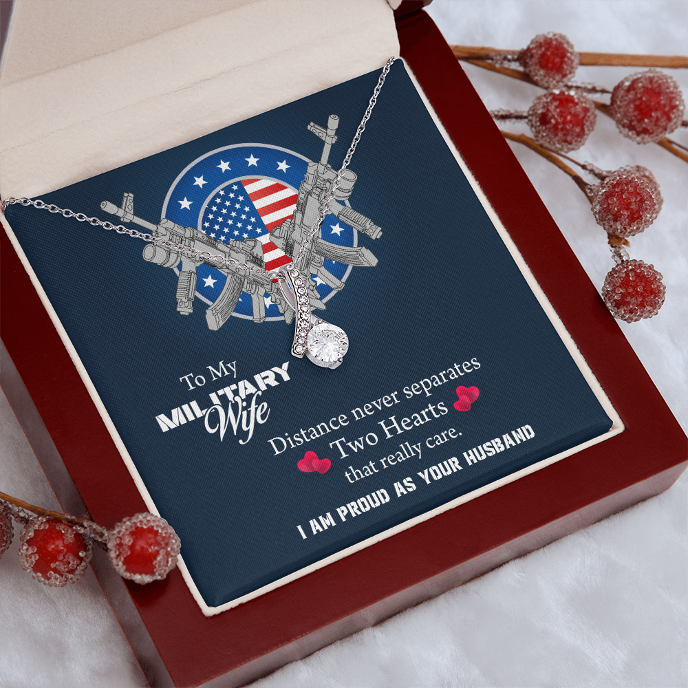 To My Wife Alluring Beauty Necklace, Military Wife Gift, Gift from Soldier, Anniversary Gift for Army Wife