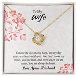 To My Wife Love Knot Necklace, Message Card Jewelry, Anniversary Gift for Wife, Wife Birthday Gift, Necklace for Wife