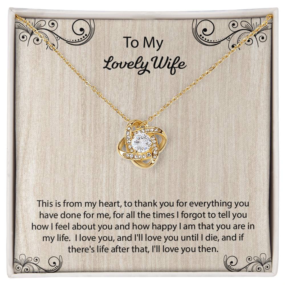 To My Lovely Wife Love Knot Necklace, Jewelry Gift For Wife , Anniversary Gift For Wife, Wife Birthday Gift, Necklace For Wife