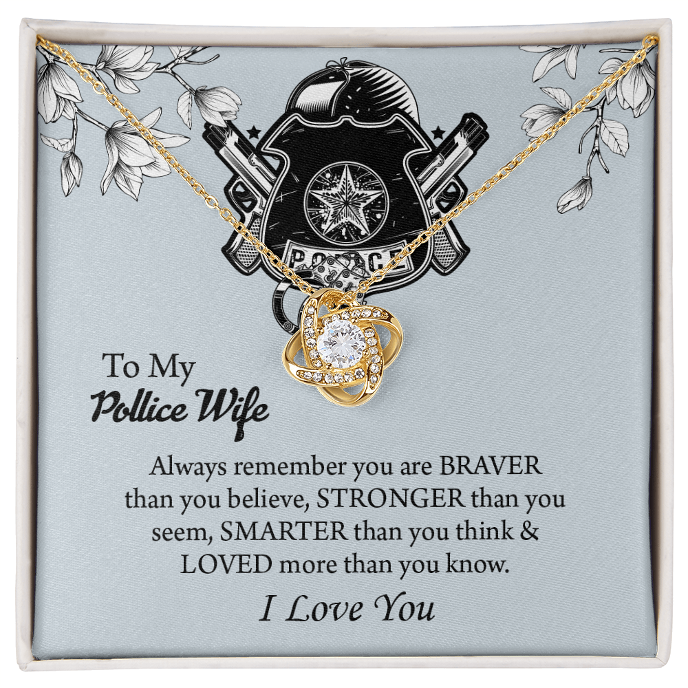 To My Police Wife Love Knot Necklace, Gift for Police Officer Wife, Police Wife Anniversary Present, Husband To Wife Birthday Gifts